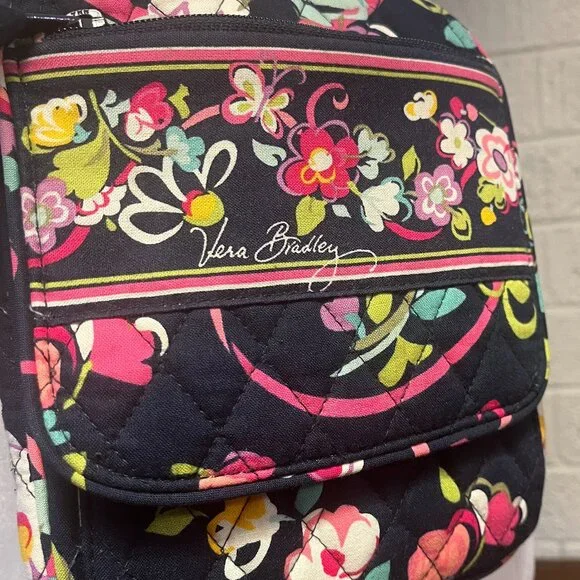 Vera Bradley Navy Blue and Pink Floral Mini Hipster Bag - Picture 3 of 10